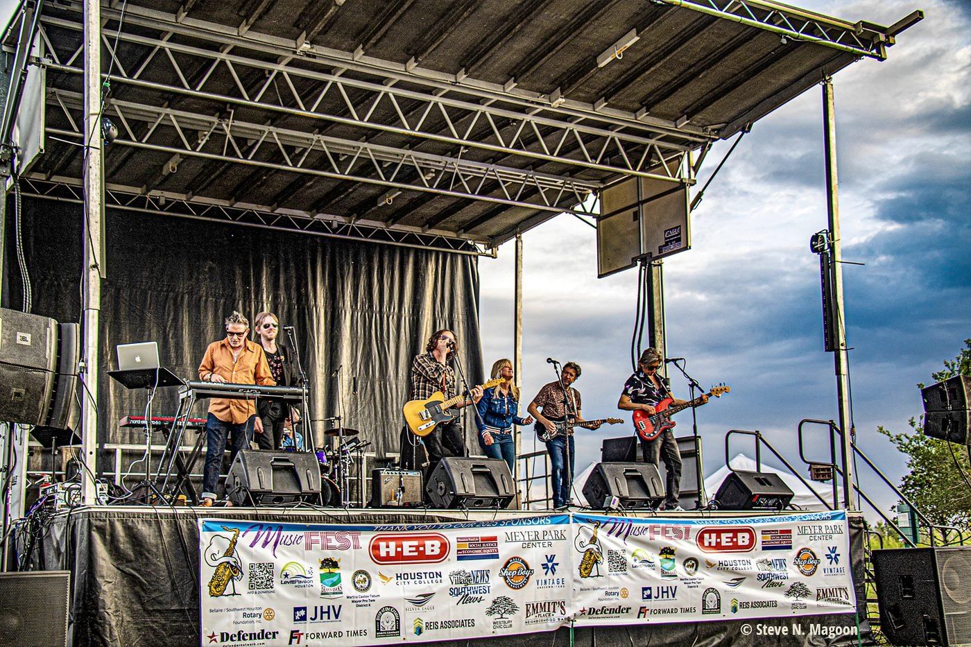 A band performing on the MusicFest stage at Willow Waterhole